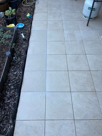 Completed tiled outdoor walkway