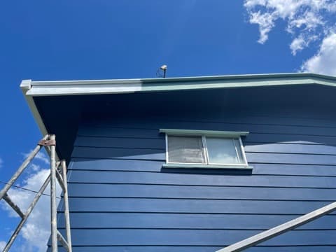 Blue cladding and roofline